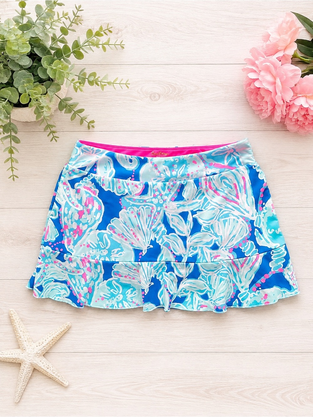 Lilly Pulitzer Luxletic Sierra Skort Small Into the Deep Blue Pink EUC 20502